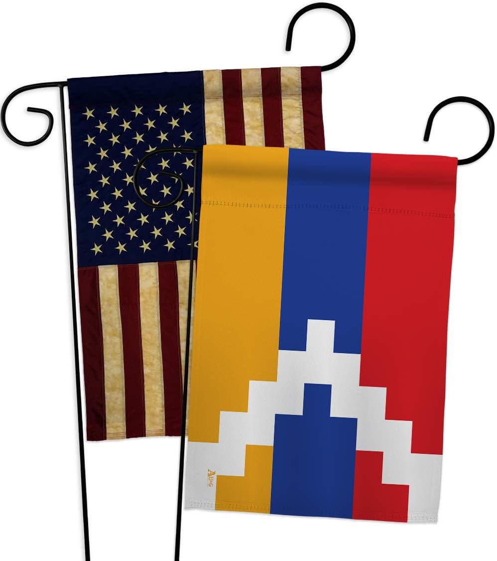 Republic of Artsakh Garden Flags 2pcs Pack Regional Nationality Nation International World Country Particular Area Small Decorative Gift Yard House Banner Made In USA 13 X 18.5