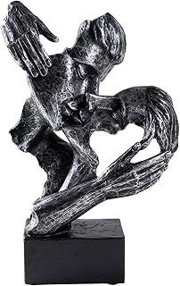 Resin Couples Kiss Sculpture,Abstract Couple Statue for Home Decor Wedding,Modern Couple Figurines for Nightstand & Dresser Shelf,Abstract Sculpture for Living Room Book Mantle Fireplace Decorations
