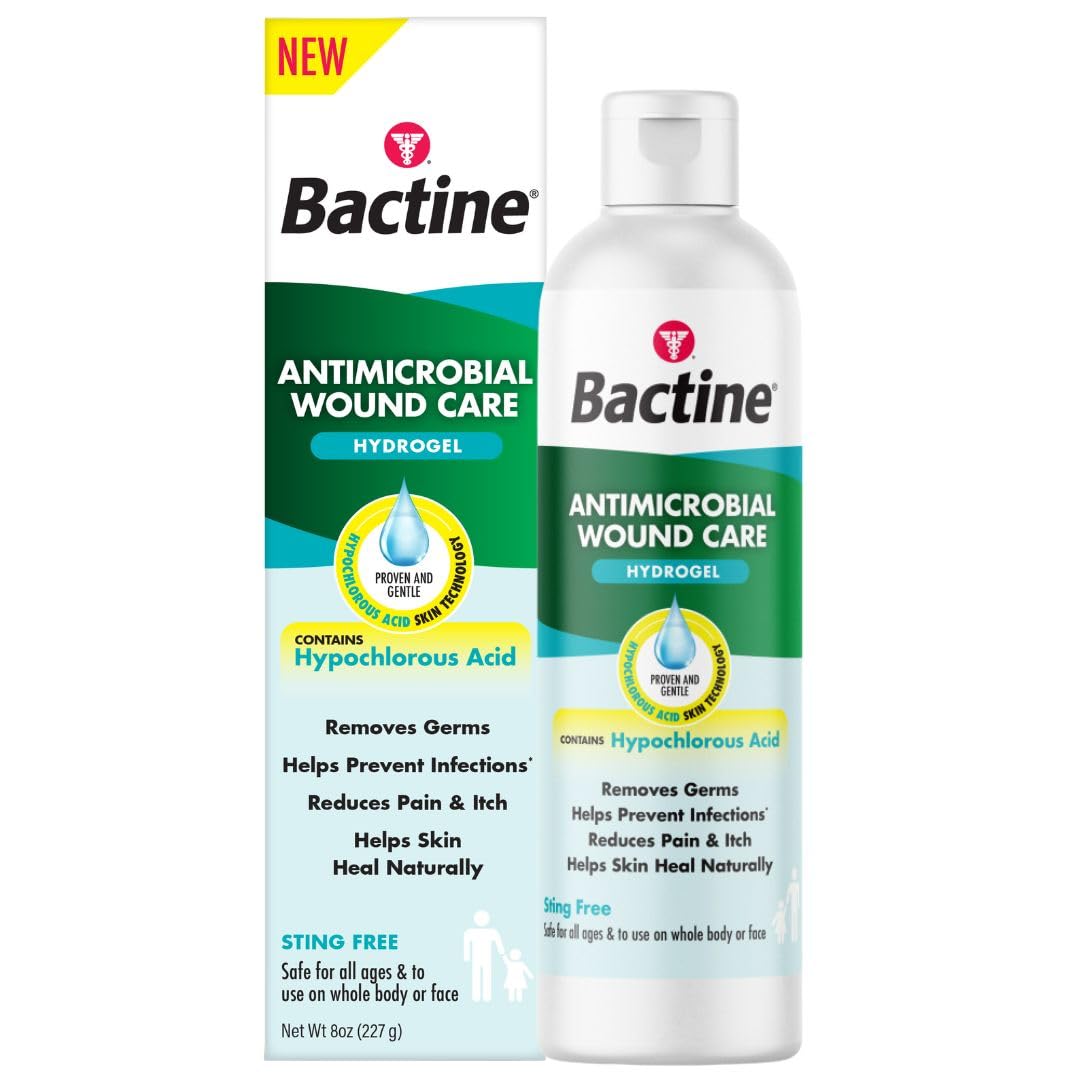 Bactine Antimicrobial Wound Care Hydrogel with Hypochlorous Acid 8 oz. – Cleanses Skin, Accelerates Healing*, Prevents Infection, Sting-Free, Reduces