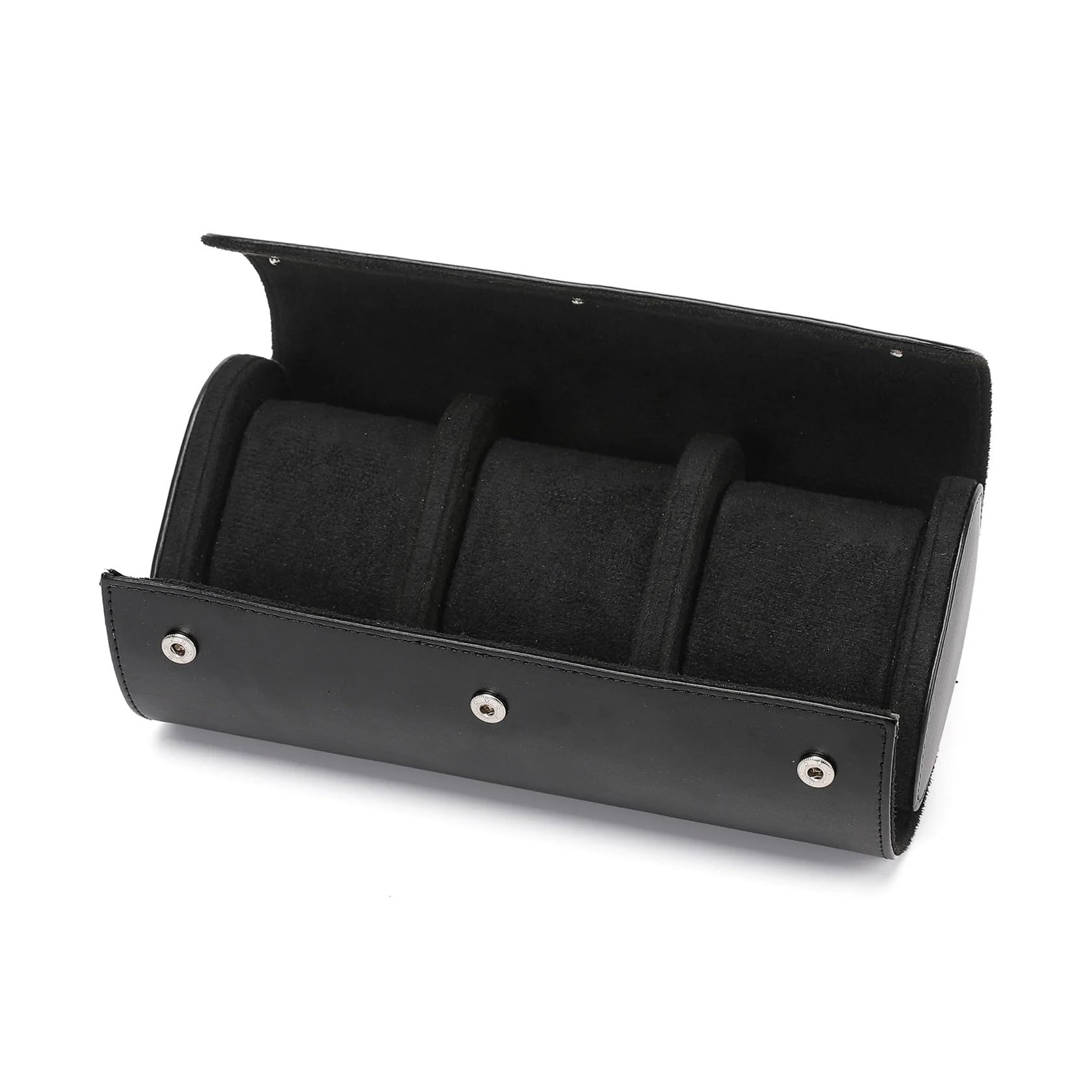Uhrentasche mit 1 2 3 Fächern, ortsveränderlich, Vintage-Leder, Rollenuhr-Aufbewahrungsbox, Reise-Uhrenetui, Geschenk-Uhrentasche zur Aufbewahrung von Uhren(Black-01)