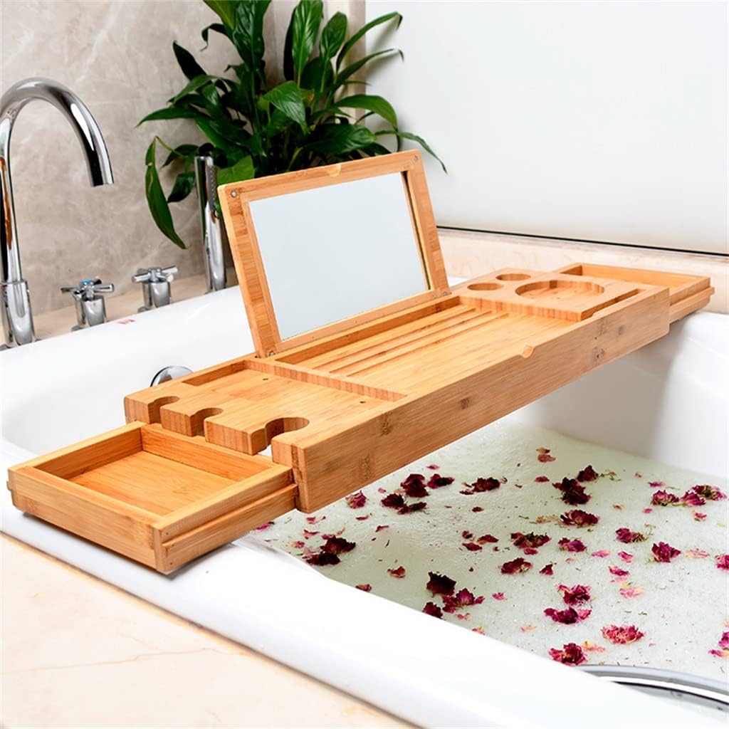 Bathtub Tray Extendable with Bath Tray Spa Caddy Organizer Tablet Holder Reading Rack Bathroom Accessories