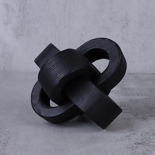 Miniatura 2 de Renococo Decoración de eslabones de madera de 3 eslabones, decoración de nudo de madera de 3.7 pulgadas, nudos de madera, decoración de estante de