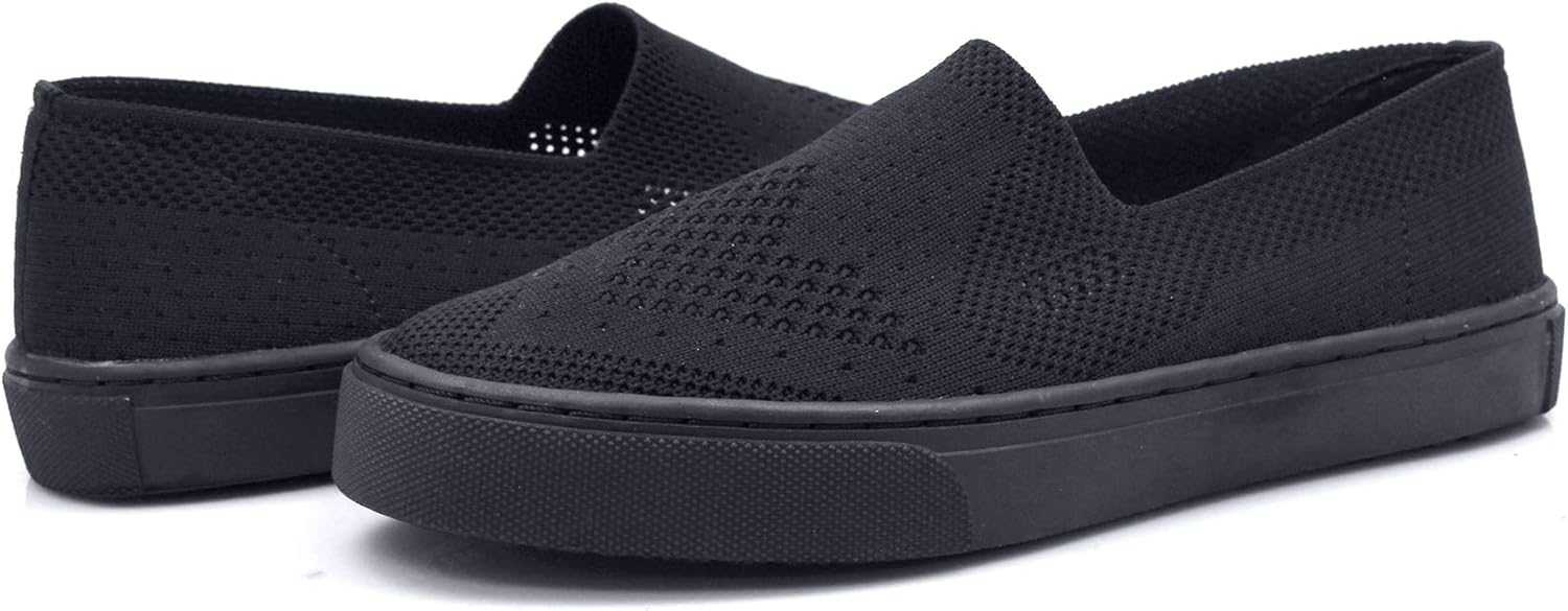 Laforst Jazz 3160 Womens Synthetic Non Slip Server Waitress Slip On Flats Black 6 with Free Socks