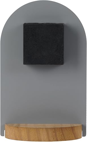 Vista 5 de SOFFEE DESIGN Reloj de mesa de una pieza con hoja de hierro con base de madera, reloj de escritorio sin tictac funciona con pilas para sala