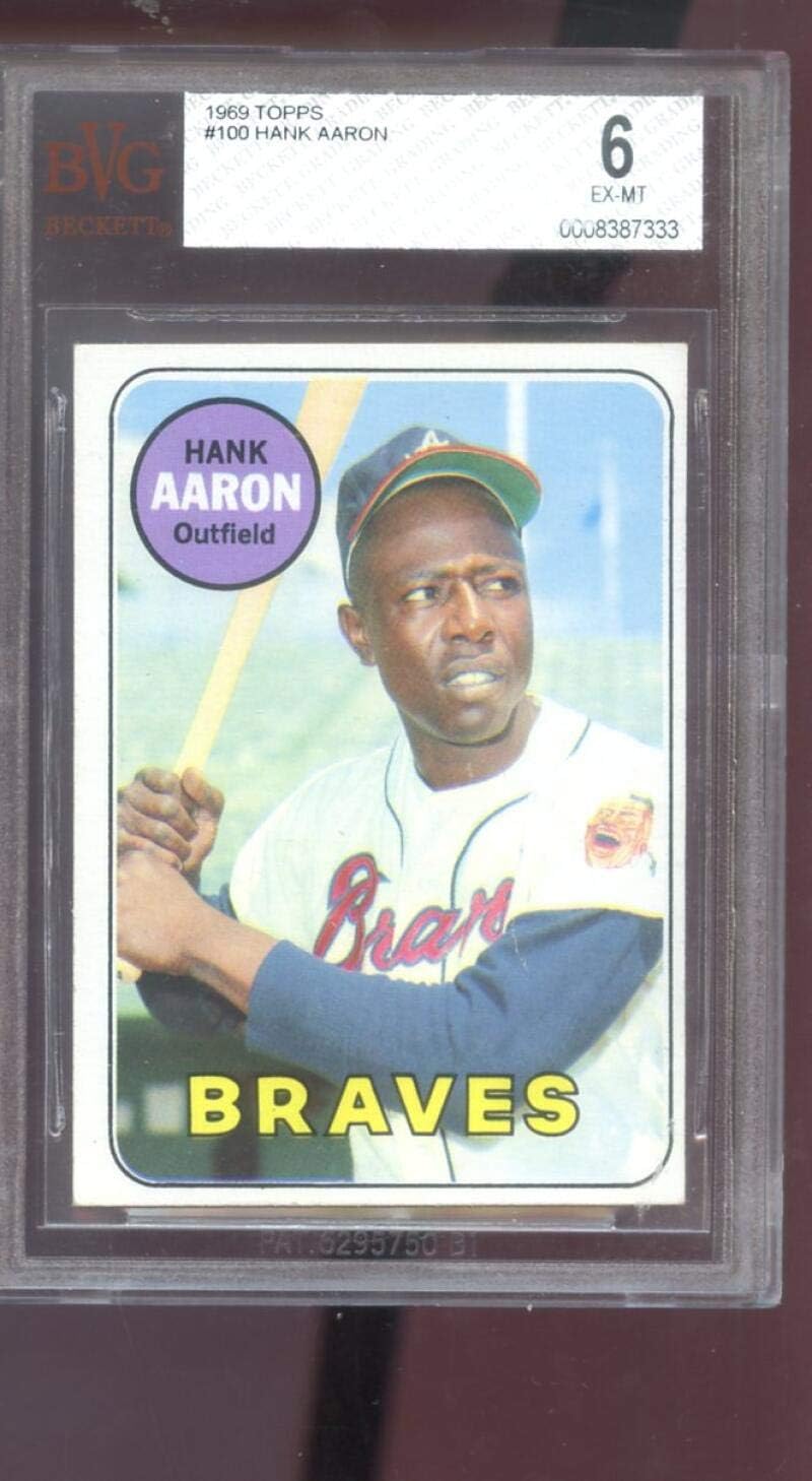 1969 Topps 100 Hank Aaron Atlanta Braves BGS BVG 6 Graded Baseball Card Like PSA