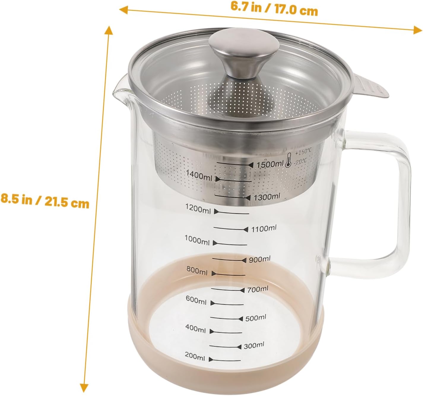 PRETYZOOM Glass Soy Milk Filter Jug Fine Mesh Strainer Collapsible Pitcher Milk Container for Tea Juice