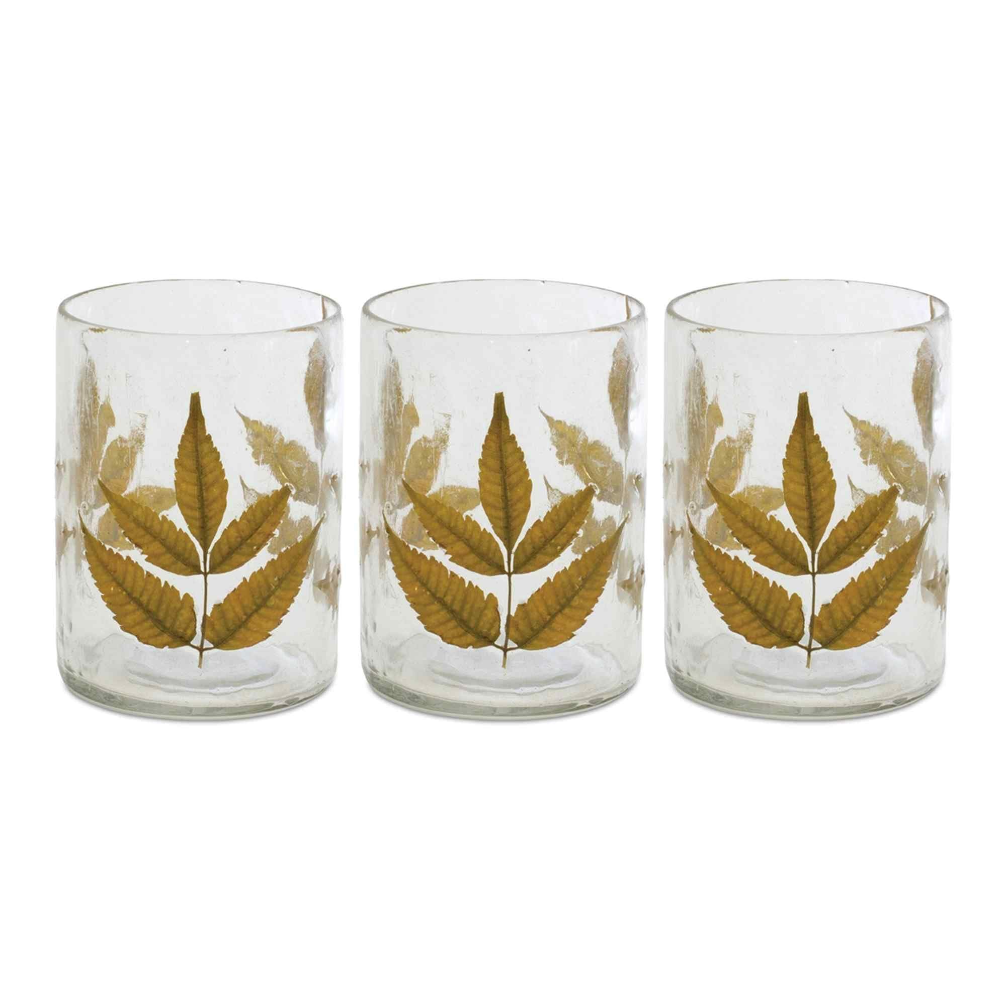 Dried Leaf Glass Candle Holder - 4