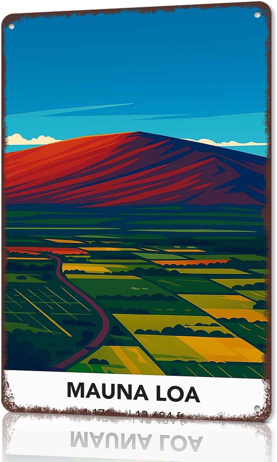 Mauna Loa Mountain Landscape Vintage Travel Aluminum Metal Sign 8 x 12 Inch
