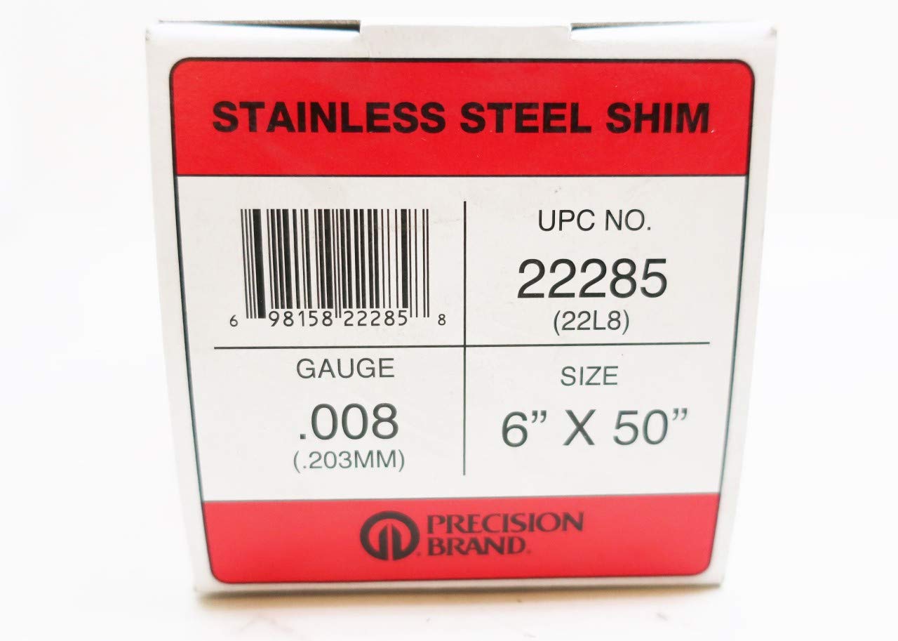 PRECISION BRAND 22285 0.008IN Gauge 6IN X 50IN Stainless Shim