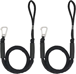 Bungee Dock Lines Shock Bungee Docking Rope Stretchable Boat Accessories Mooring Rope with Clip and Foam Float Perfect for Jet Ski, SeaDoo, Yamaha WaveRunner, Kayak, Pontoon(4ft -5.5ft)-2 Pack