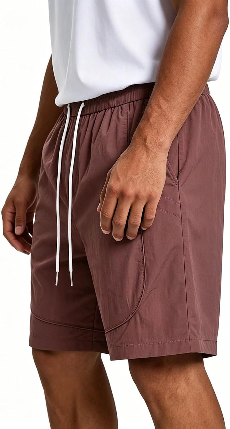Mens Athletic Running Shorts with Pocket Drawstring Elastic Waist Shorts Solid Short for Workout Tennis Hiking