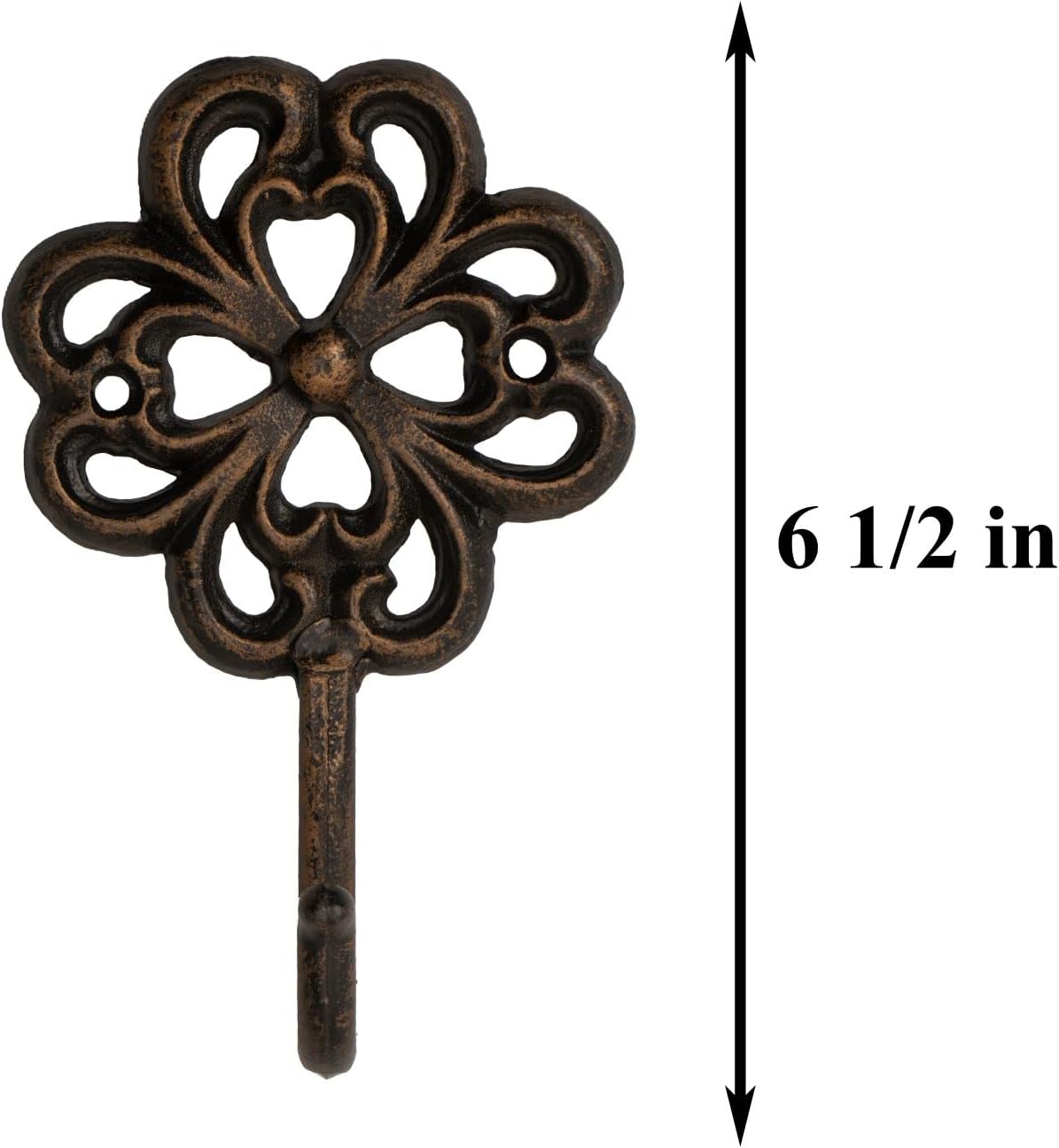 Wall Mounted Cast Iron Home Decor Single Hook with Unique Design (Stylized Flower) image 2