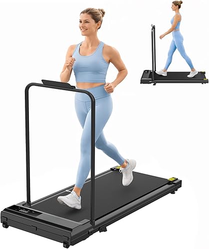 STRIDEMAX Quiet Folding Treadmill with Manual Incline, 2.5HP Under Desk Walking Pad, Safety Handrails, Tablet Holder, Shock Absorption, Space-Saver for Home Office & Small Apartments - Joystride Pro