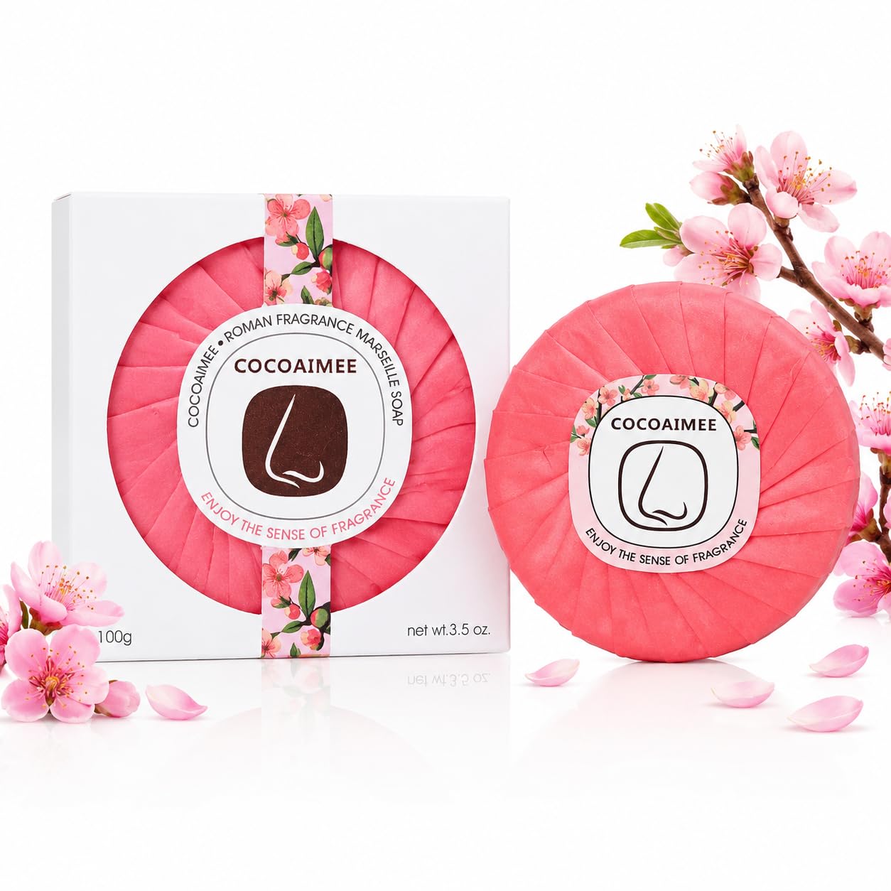 Natural Plant Based Bar Soap for Sensitive Skin Peach Blossom Scent 3.5oz