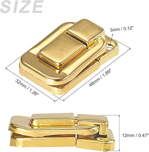 Miniatura 2 de METALLIXITY Cerradura de cierre de palanca (1.890 in x 1.260 in), 2 unidades, pestillos de cerrojo de hierro, para armarios, cajas, maletas, tono