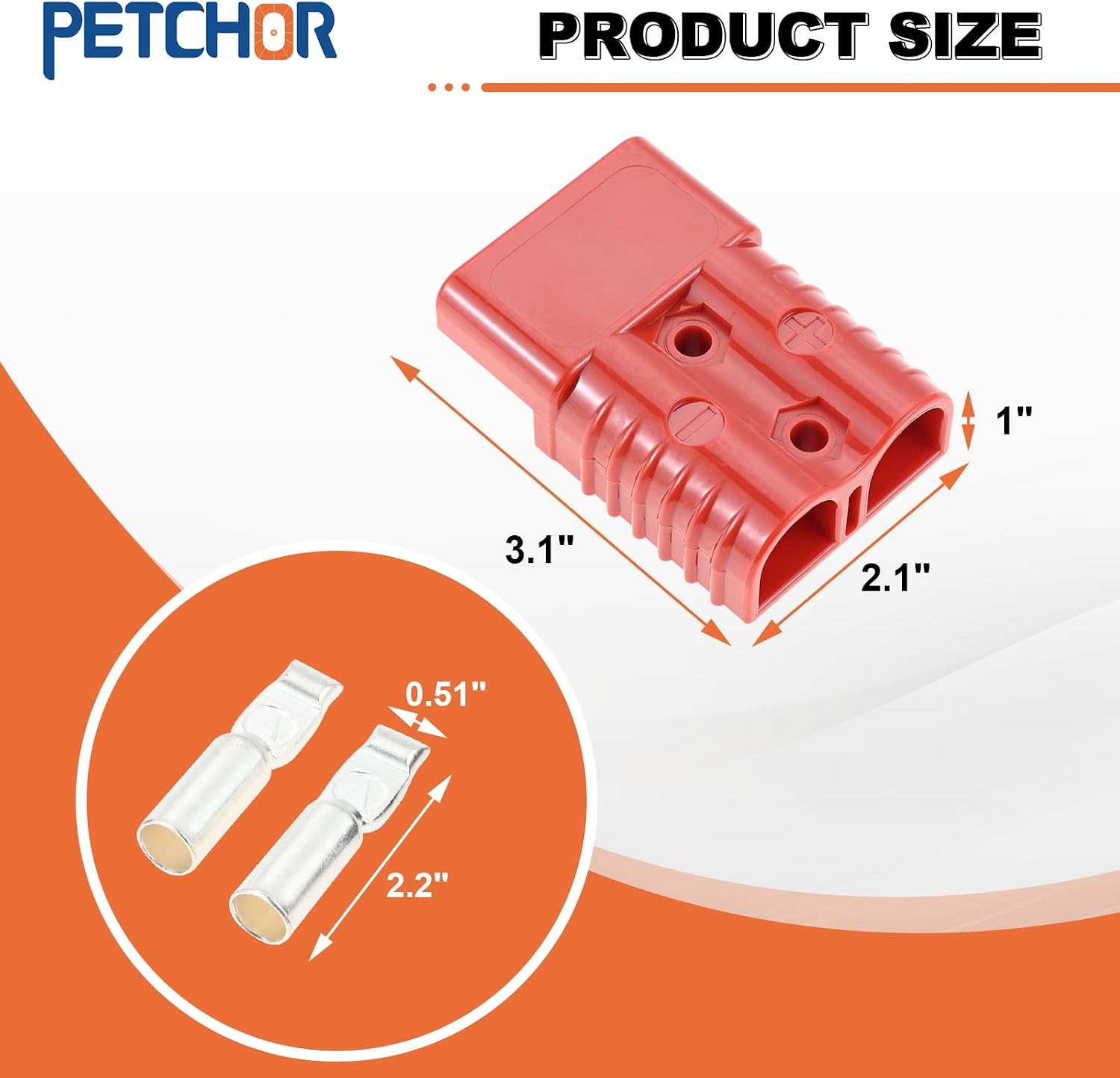 175A 2-4 Gauge Battery Connector, Wire Harness Plug Kit, 12-36V Red Battery Connect Jumper Cables for Car RV ATV Motor Winch Truck Trailer (2PCS)