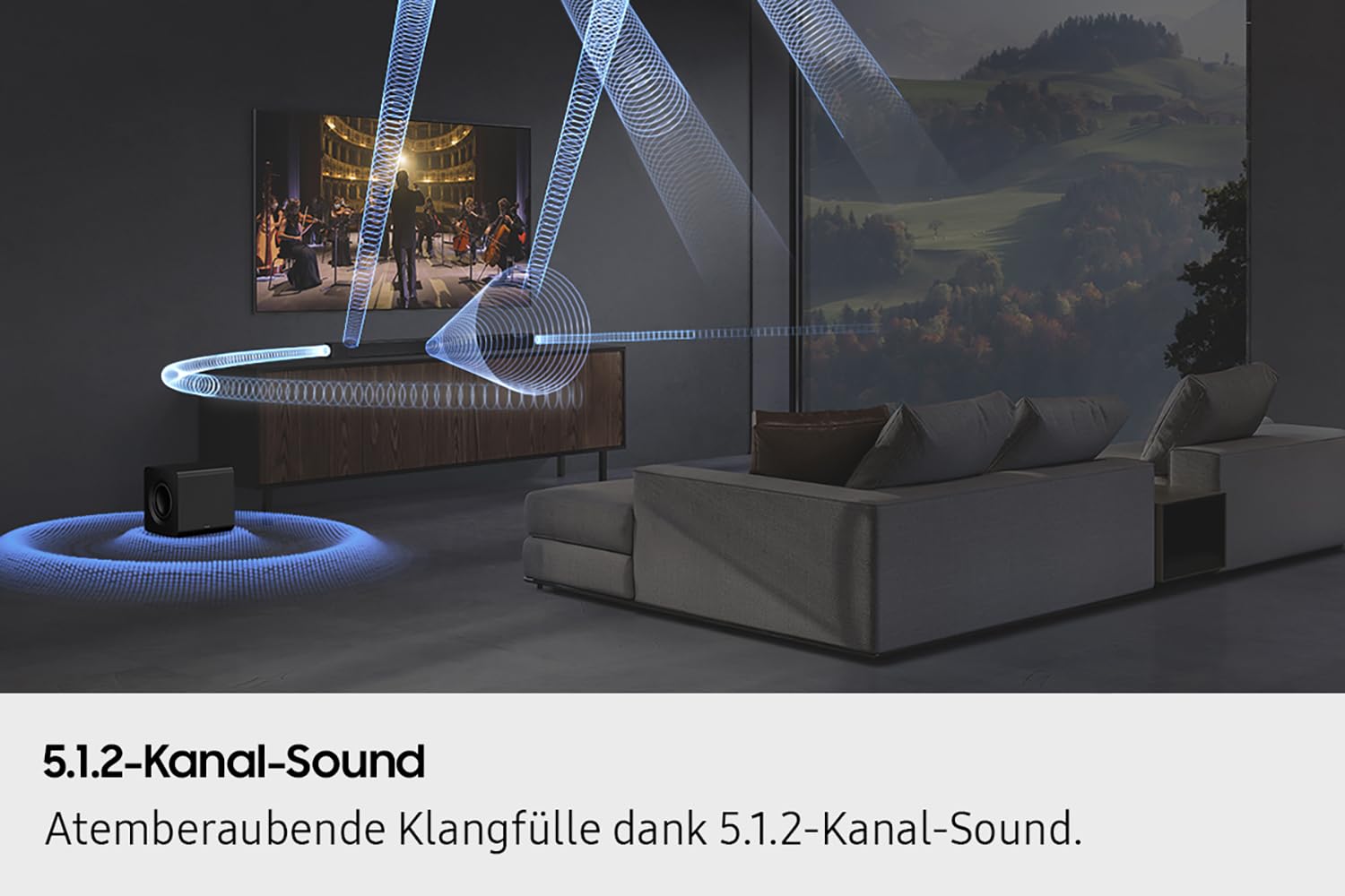SAMSUNG HW-Q810GF Q-Series Barra de Sonido de 5.1.2 Canales para TV, subwoofer inalámbrico de 6,5 Pulgadas, Dolby Atmos y DTS:X, SpaceFit Sound Pro, Q-Symphony (Reacondicionado)