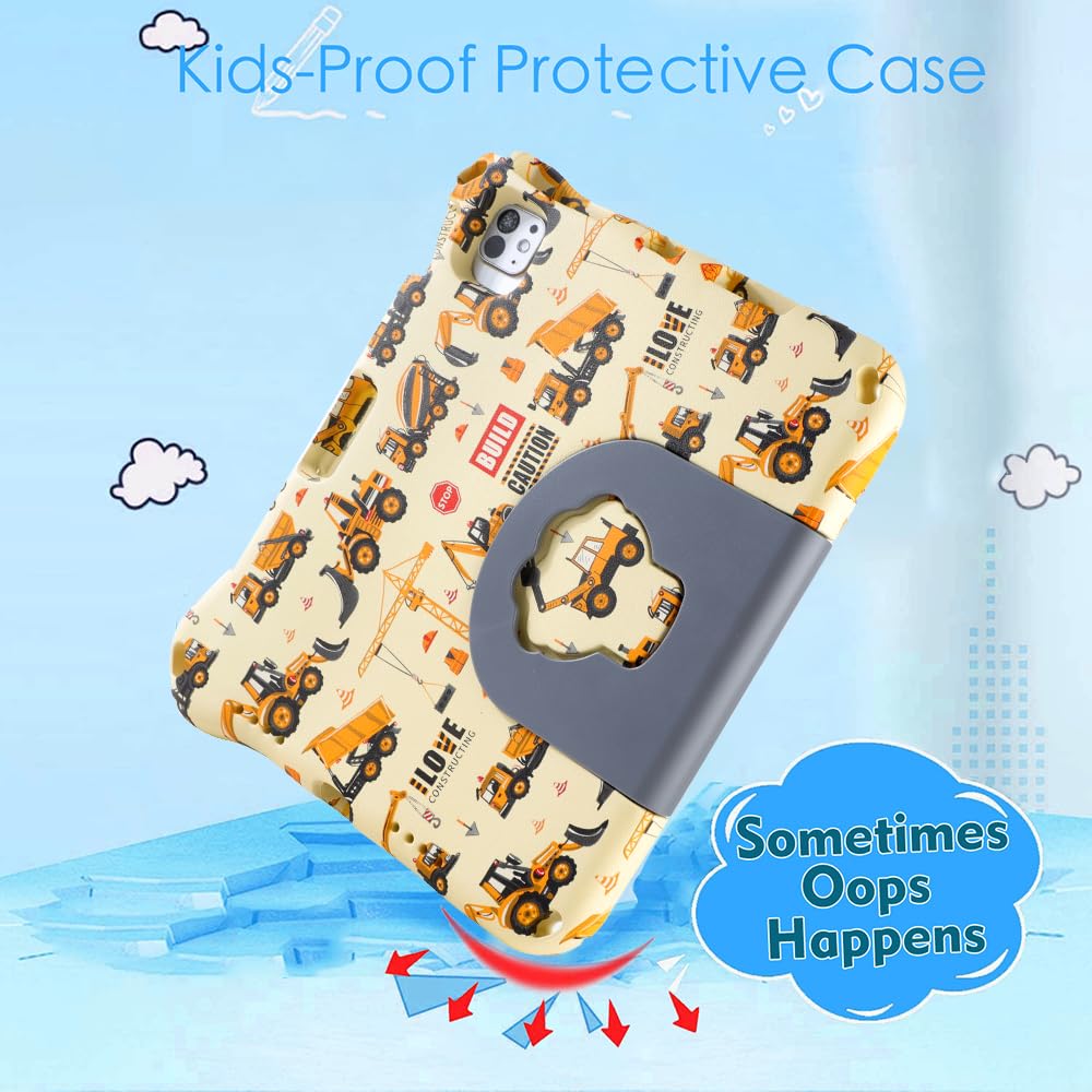 Funda para iPad de 10ª generación para niños y niñas, iPad 10 de 10.9 pulgadas, espuma EVA ligera, a prueba de golpes, a prueba de niños, funda para tablet Pro con asa de soporte, color amarillo