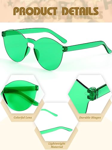 Miniatura 3 de Hoteam 24 pares de lentes de sol redondos sin montura a granel tintados para fiesta, lentes transparentes de color caramelo para mujeres y hombres