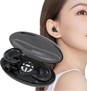 Chagoo Invisible Sleep Wireless Earphone IPX5 Waterproof - Double Noise Cancelling, True Wireless Earbuds Sense-Free to Wear Bluetooth 5.3 Headphones Touch Control with Wireless Charging Case (Black)