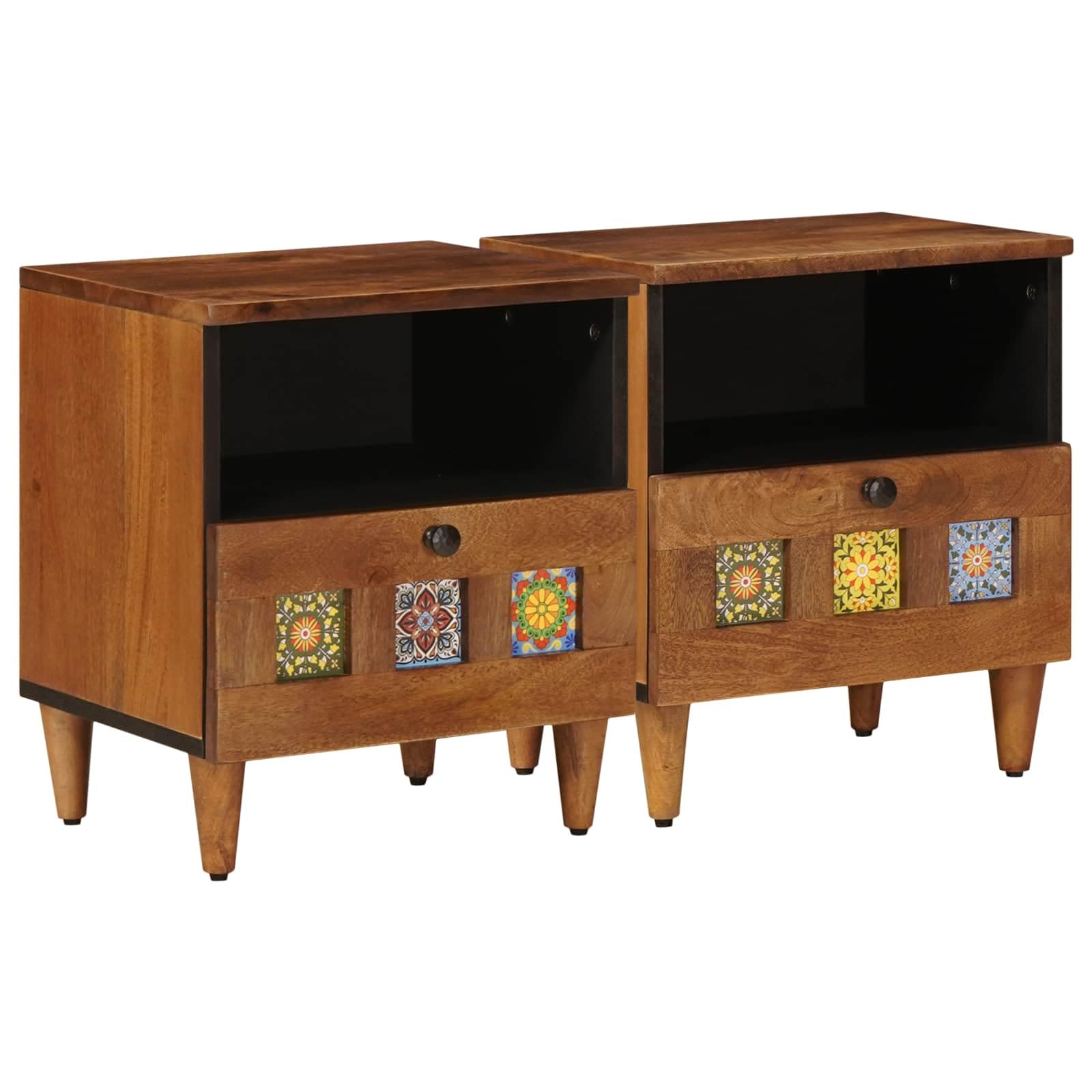 Table de nuit marron en manguier lot de 2 pour créer une ambiance cosy et chaleureuse de chambre