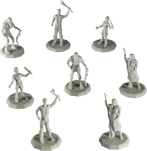 Monster Townsfolk Mini Figuras de fantasía – 8 piezas de personajes campesinos no jugadores en miniatura NPC – Tamaño hexagonal de 1 pulgada