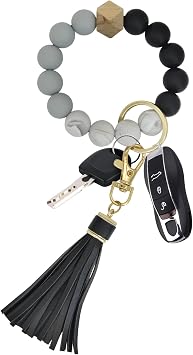 Key Chains Women for Car Key Ring Bracelet,Keychain Wristlet,Silicone Beaded Bangle Chains