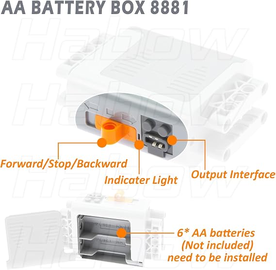 Habow Technic Power-Functions Battery-Box-8881 (2 Piece) Compatible with Lego-Motor MOC Technic-Parts