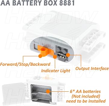 Habow Technic Power-Functions Battery-Box-8881 (2 Piece) Compatible with Lego-Motor MOC Technic-Parts