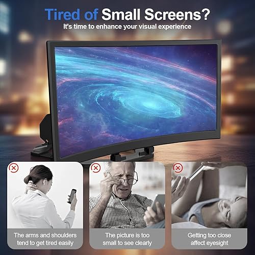 Miniatura 3 de Lupa de pantalla para teléfono celular, lupa de pantalla de teléfono móvil 2025, pantallas de proyector de lupa móvil 3D HD, soporte plegable para