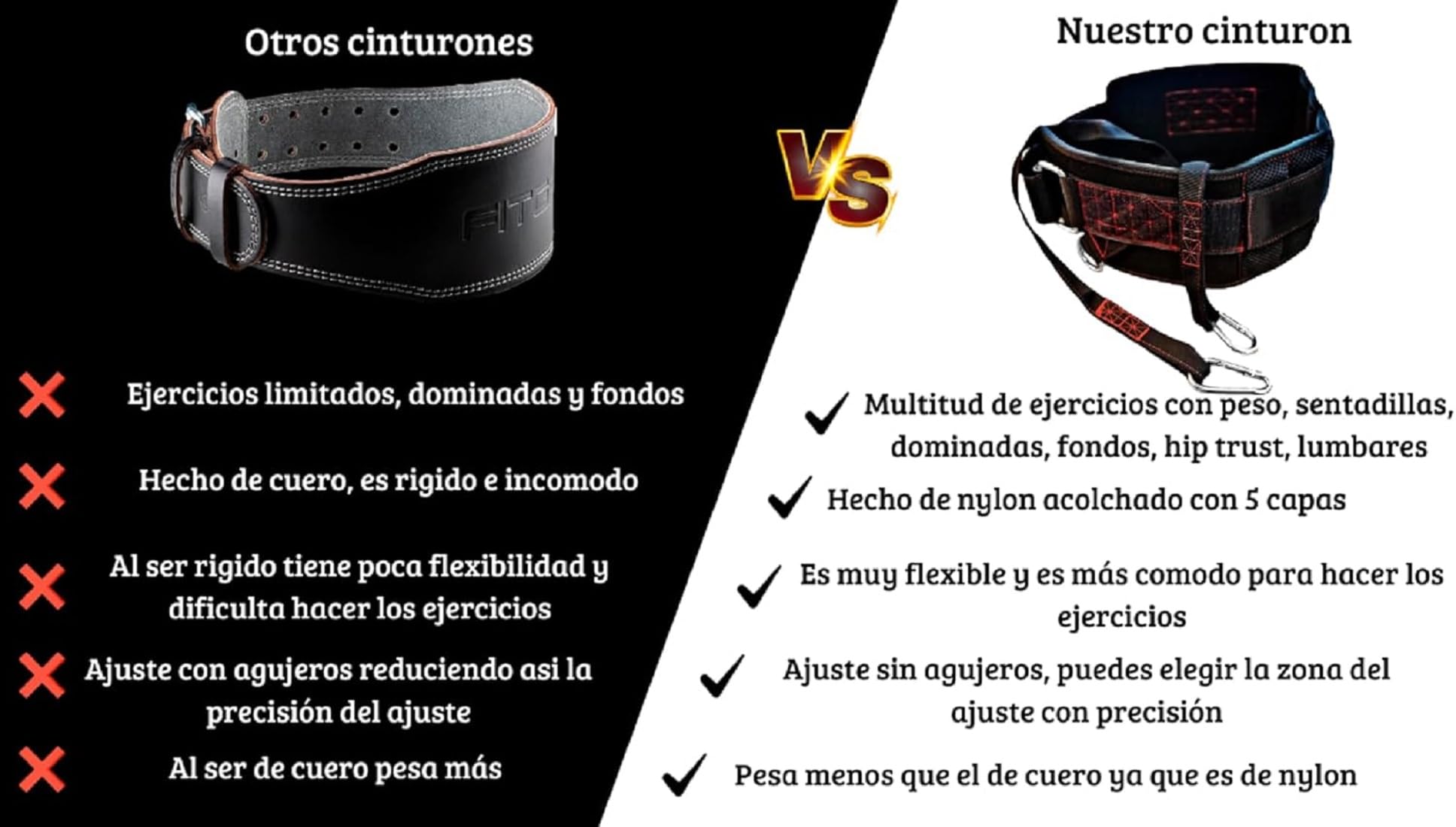 Cinturon Lastre Dominadas con 1 Cuerda de 100 cm y 2 Mosquetones Talla Unica | Cinturon de Lastre Gimnasio va Acolchado y Aguanta 250Kg