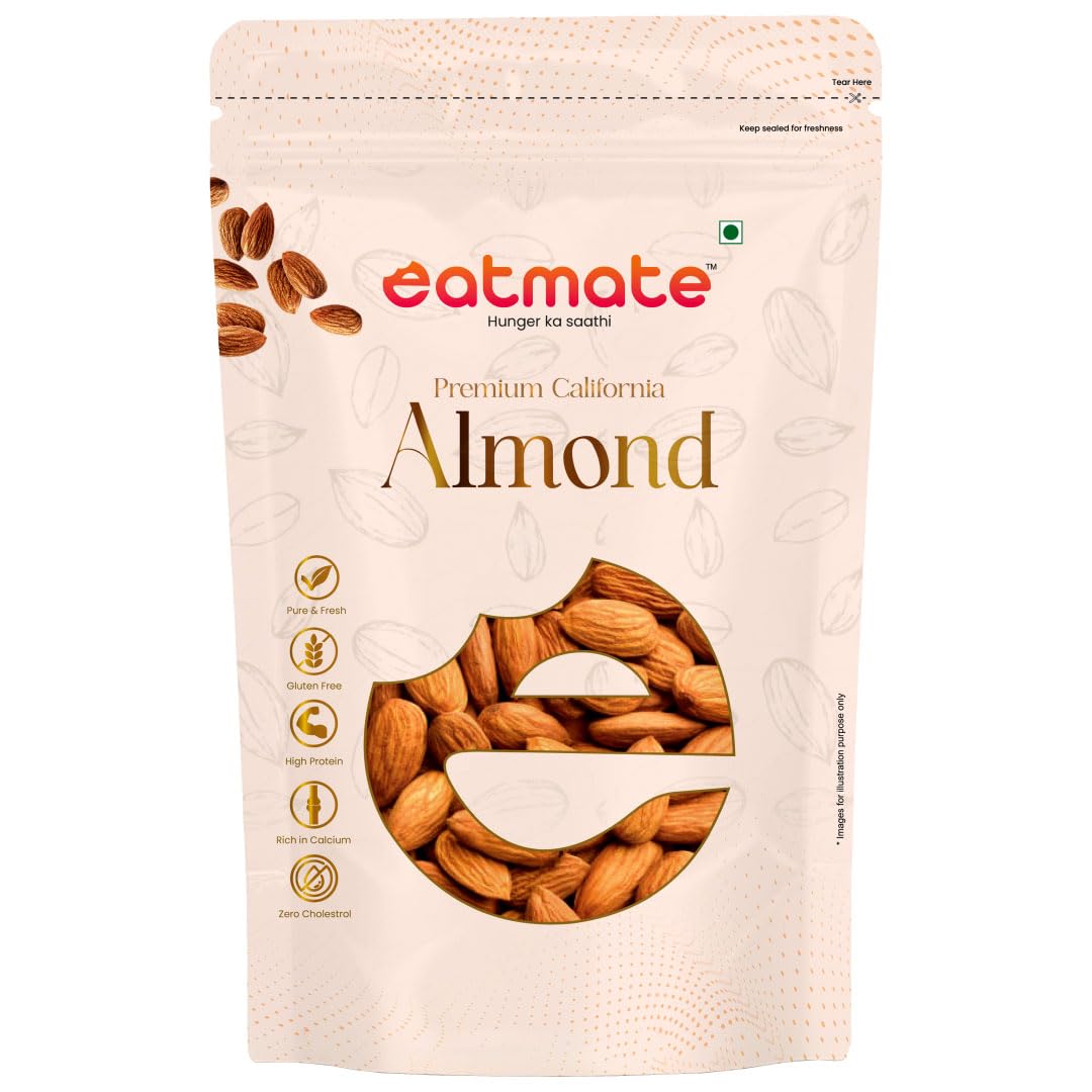 Eatmate Premium California Almonds | Non Pareil Badam Giri | High Protein & Fiber Natural Nuts | Rich in Magnesium & Phosphorus | Gluten Free Healthy Dry Fruits & Snacks (250g)