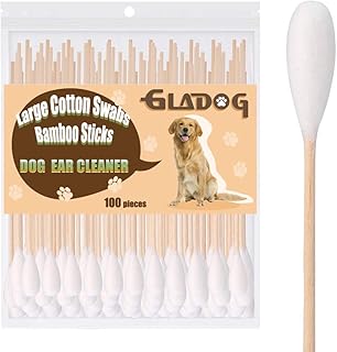 GLADOG 6 Inch Professional Large Cotton Buds for Dogs, Specially Designed Dog Cotton Buds with Bamboo Handle, Large Means ...