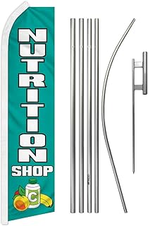 Nutrition Shop Swooper Advertising Flag & Pole Kit - Perfect for Health Food Stores, Organic Stores, Sports Nutrition