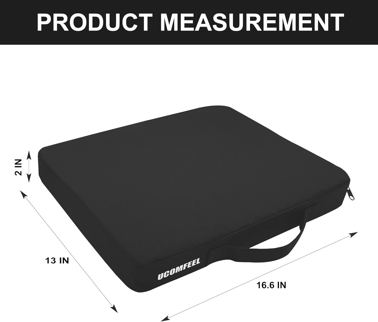 Stadium Seat Cushions, Portable Bleacher Cushions with Handle, Waterproof Oxford Fabric, Zipper Design (Black - 3 Pack)