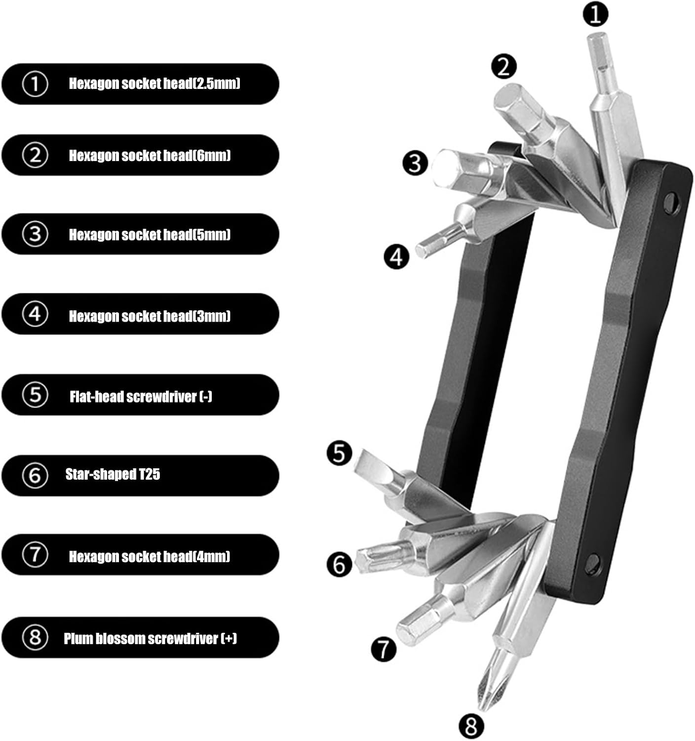 Mountain Bike Screwdriver Tool Portable Bike Repair Wrench 8 Function Bicycles Multifunction Tool Cycling Repairs Tools Folding Hexagonal Spoke Wrench Space Saving