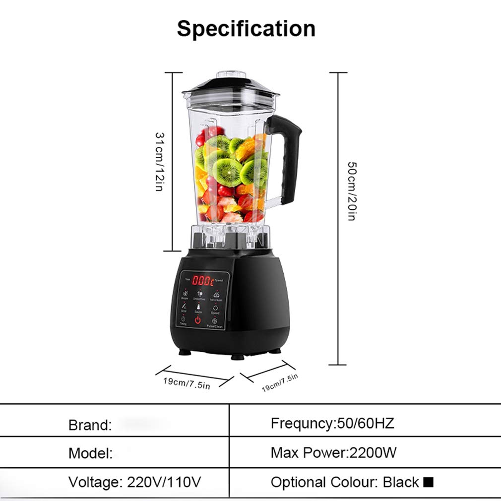 Blender Mixeur Multifonctions, Smoothie Blender Chauffant Blender Mixeur Puissant avec 2200W Mixeur Smoothie Et Milk-Shake avec 8 Lames en Acier Inoxydable Et 2L sans BPA Jarre,Gris