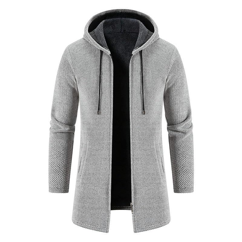 Sudadera de punto con capucha hombre abrigo holgado cómodo invierno 7