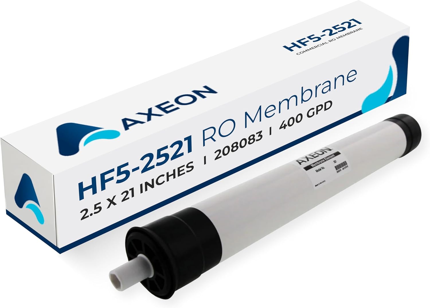 Axeon HF5-2521 RO Membrane – 400 GPD Reverse Osmosis Element – 2.4" x 21" Commercial Filter Cartridge – High Flow, Ultra Low Energy – Fits AT, HT, L1 Series Systems – 208083