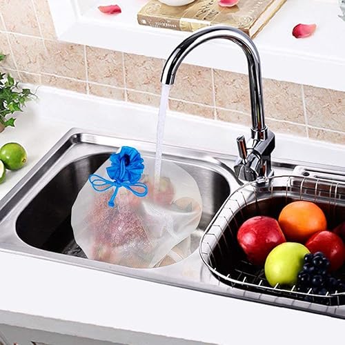 Miniatura 7 de Bolsas de almacenamiento de frutas y verduras ecológicas reutilizables para compras y almacenamiento de frutas y verduras, juego de 12, color blanco