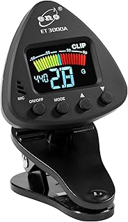 ENO MUSIC Stable Quality Big LCD Display Easy to Read Auto Clip-on Acoustic Electric Guitar Tuner Bass Tuner with Ukulele Violin Chromatice Tunning Mode