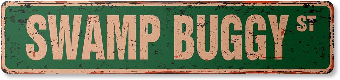 Swamp Buggy Vintage Plastic Street Sign Childrens Name Room Sign | Indoor/Outdoor | 36