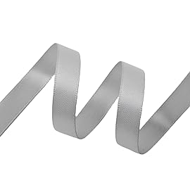 QIANF 3/8 Inch Double Face Satin Ribbon Silver Ribbon for Gift Wrapping Hair Bows Making Chair Sash Valentine\'s Day Wedding Birthday Party Invitation Decorations Floral Craft Sewing, 25 Yards