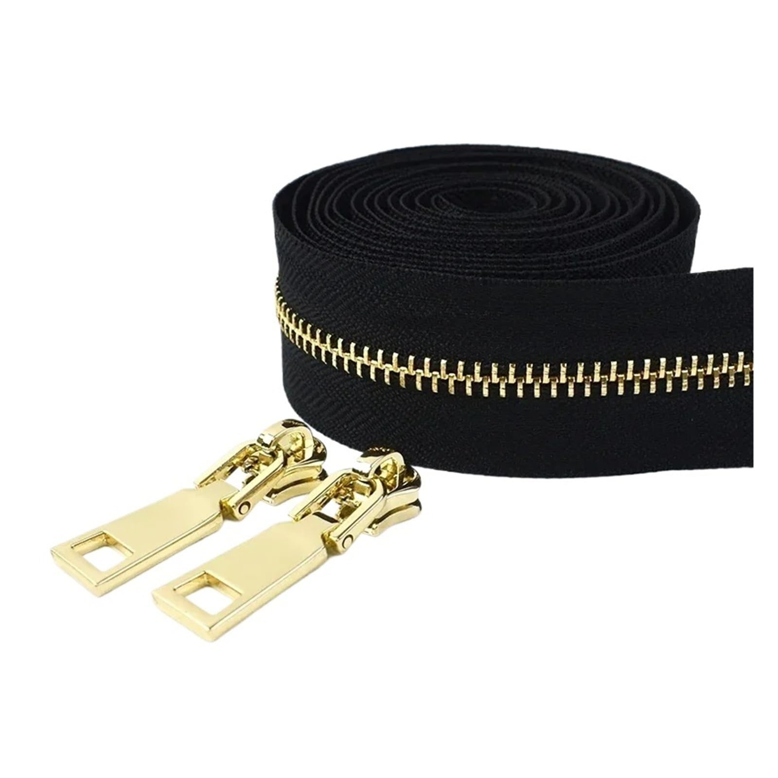 Cremalleras de Metal/Nylon/resina por metro, 2-10M, 5#, bolsa deslizante con cremallera a juego, cremalleras for ropa, accesorios costura fácil reparación(KY446G6-3LightGold,5Meters5PcsSlider)