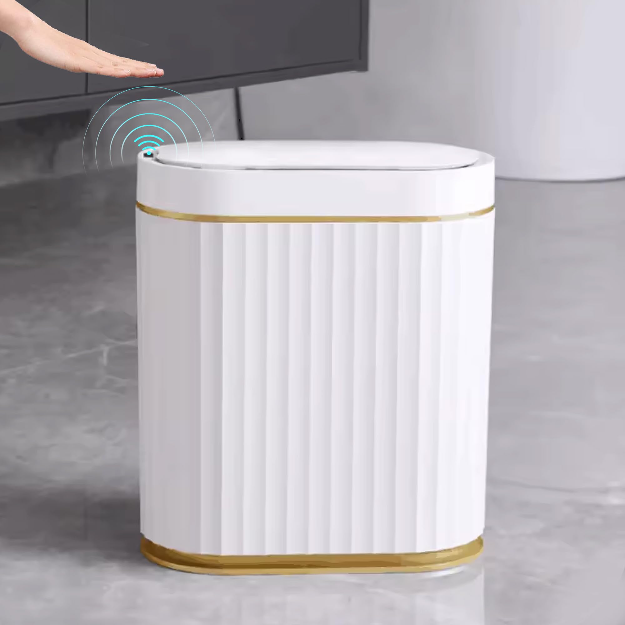 The Better Home 7L Dustbin For Kitchen | Dustbin For Bathroom | 29 cm Automatic Smart Sensor Dustbin For Bedroom | Steel Dustbin With Lid | Dustbin For Office | Garbage Bin - White & Gold (B0DF2VCLCL) Amazon Price History, Amazon Price Tracker