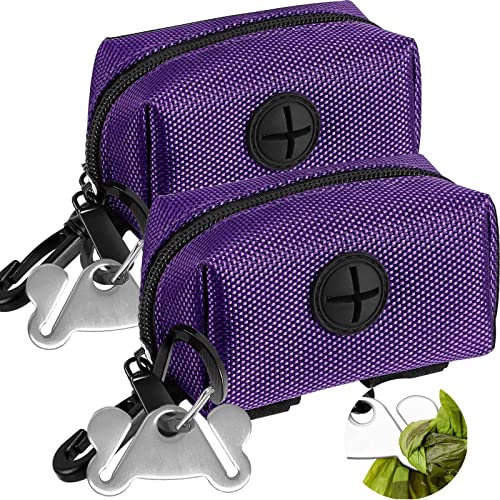 Dog Poop Bag Dispenser Holder Soft Waste Bags Roll Holders Leash 2pc Purple