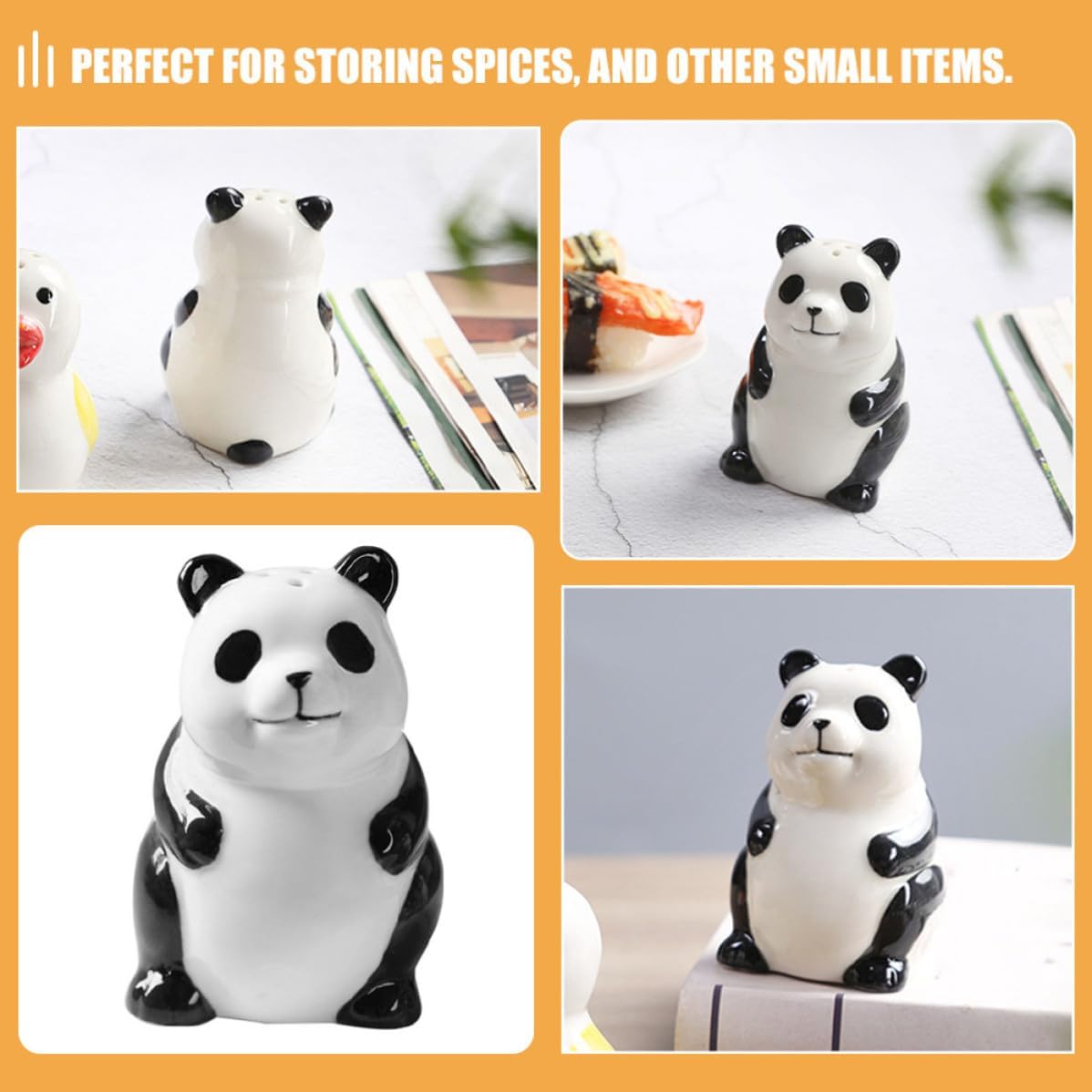 Cute Panda Ceramic Pepper Shaker for Seasoning, Xmas Table