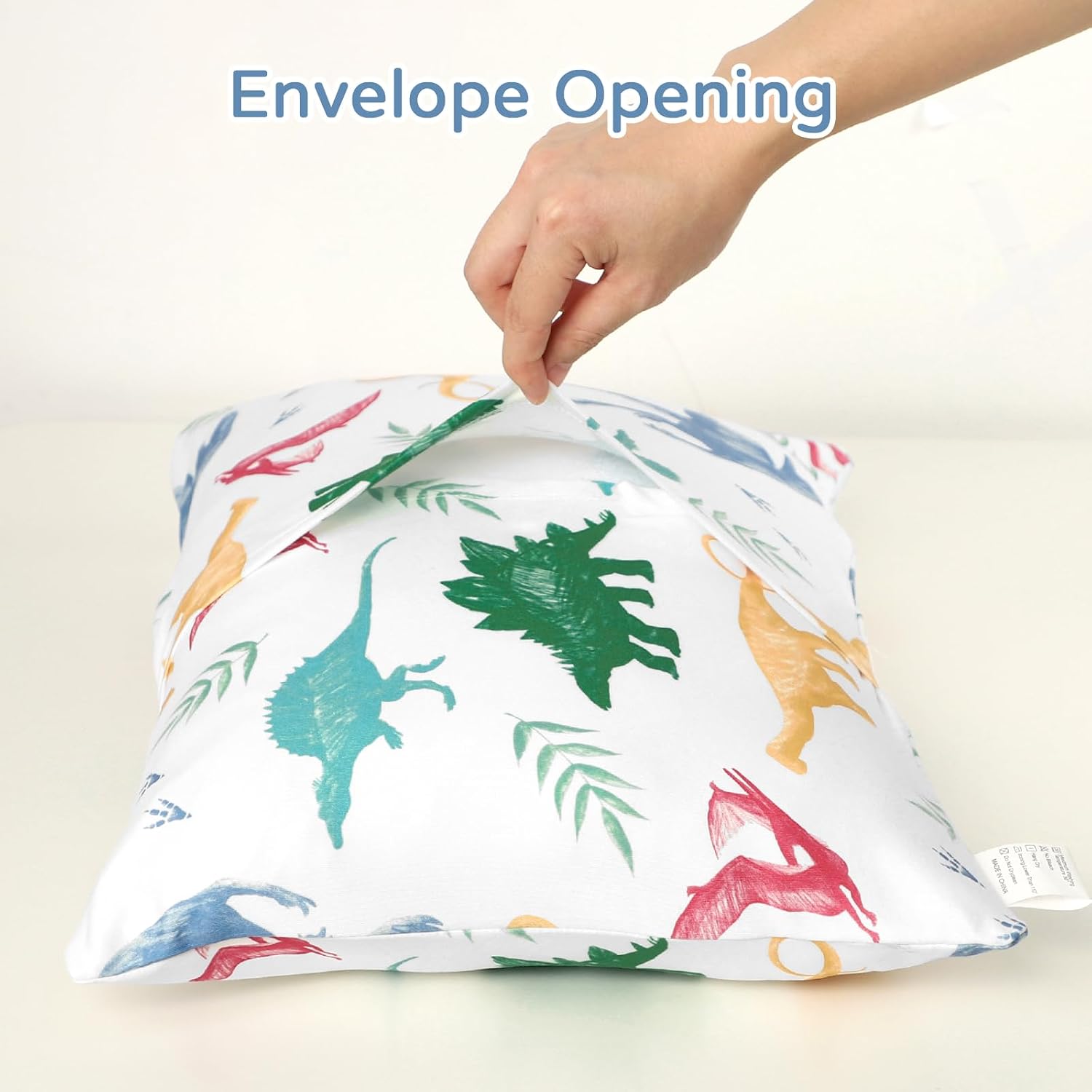 Hooyax Toddler Pillowcase 2 Pack - Soft Stretchy Small Pillow Cases, Cozy Sleep Kids Pillow Cover with Cute Print, Envelope Closure for 13x18 12x16 14x19 Baby Travel Pillow(Dinosaur)