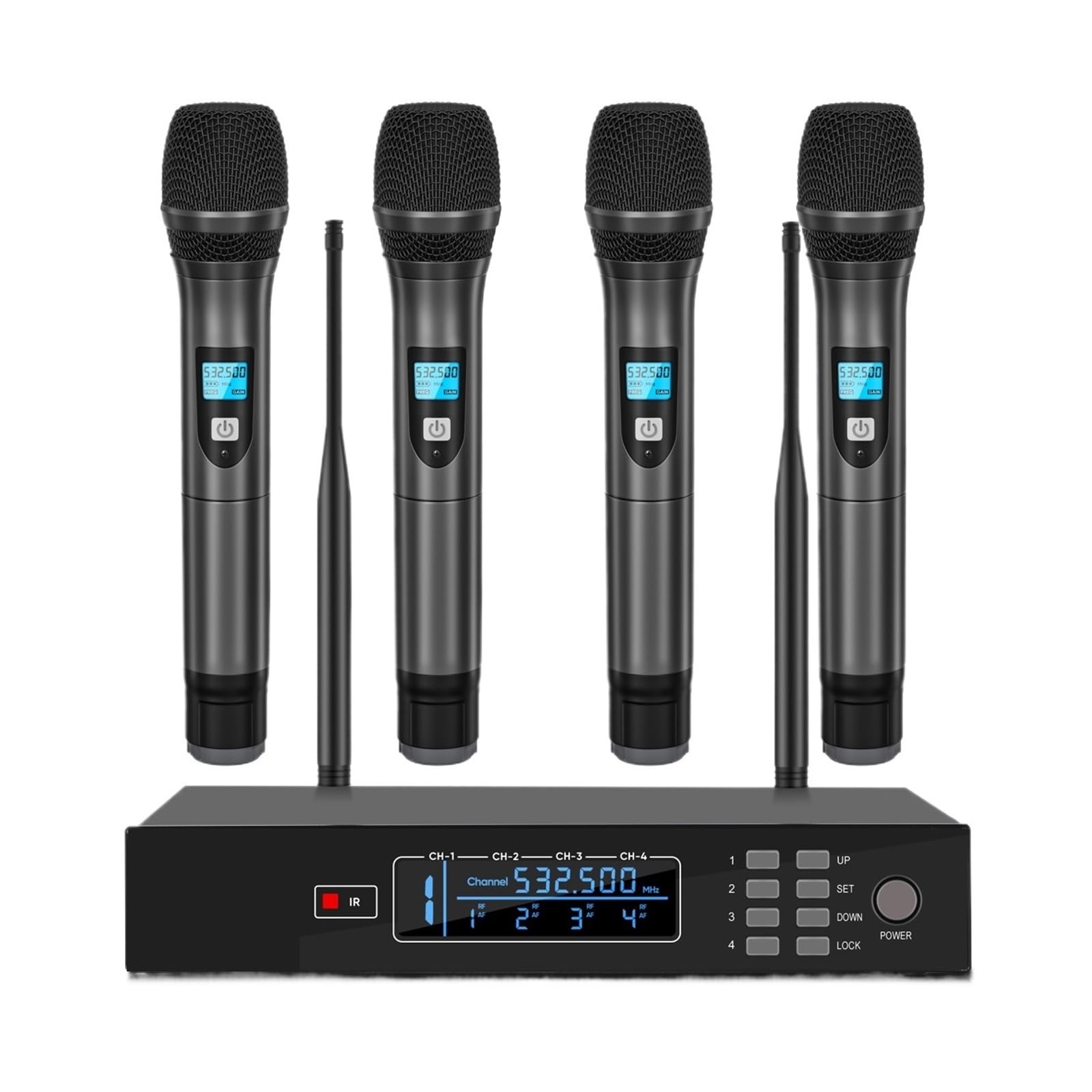 Wireless Professionale A 4 Canali Con Microfoni Palmari Riproduzione Chiara Del Suono(V10-S)