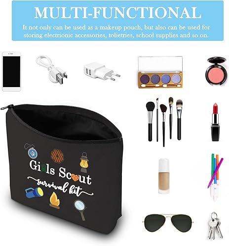 Miniatura 3 de GJTIM Scout Gift Scout Leader Gift Scout Kit de supervivencia Kit divertido cremallera bolsa accesorios, Negro -, Bolsa de cosméticos de lona con